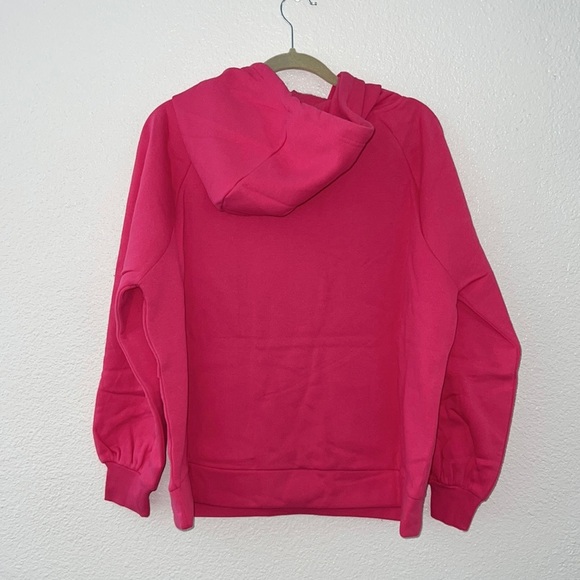 ZENANA • Hot Pink Side Tie Longline Hoodie with Kangaroo Pocket - Picture 5 of 5
